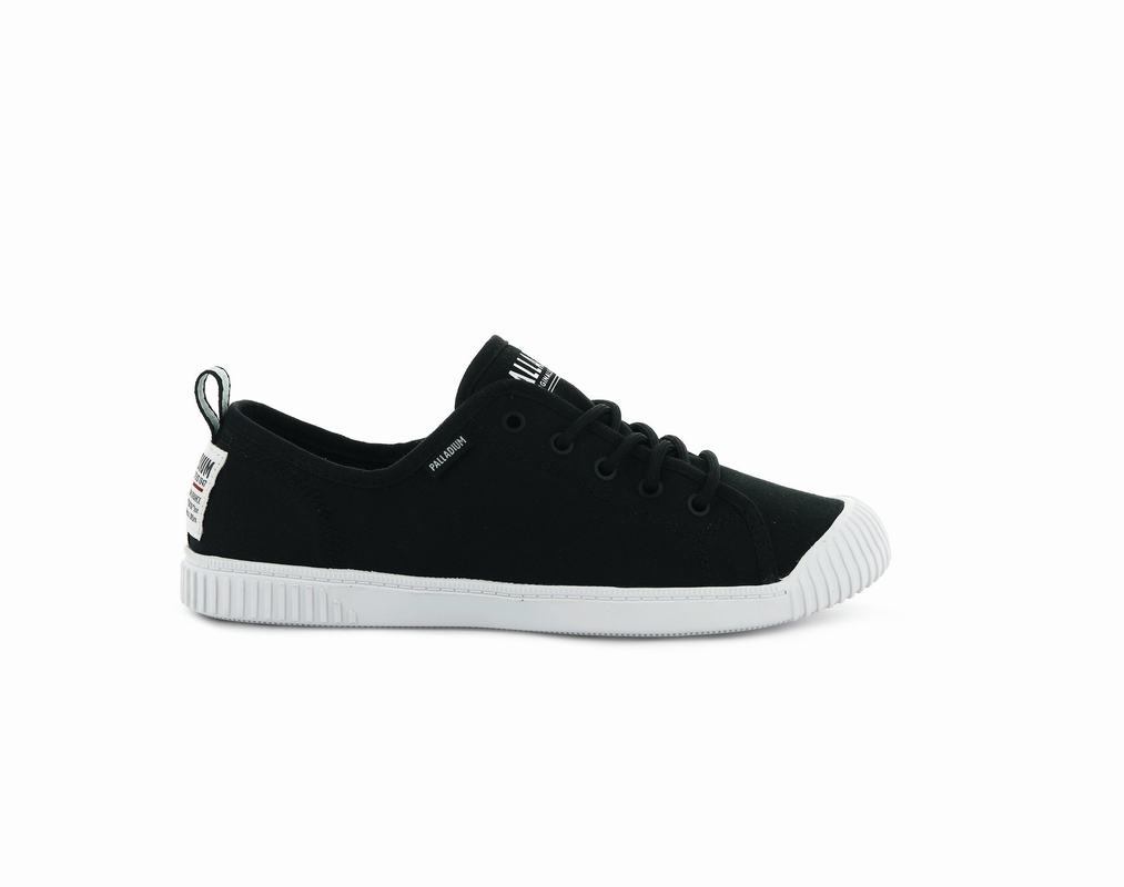 Palladium Easy Lace Canvas Womens Low Top Sneakers Black Australia [SDBRHK-405]